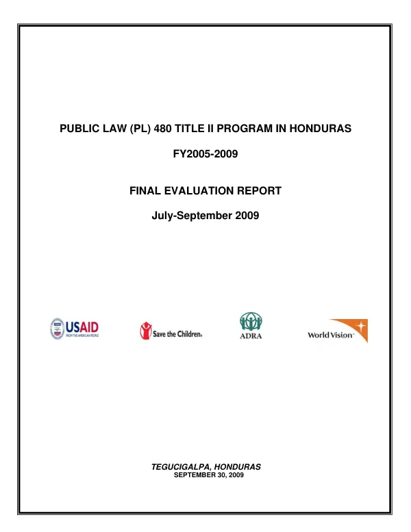 Final evaluation report : July-September 2009