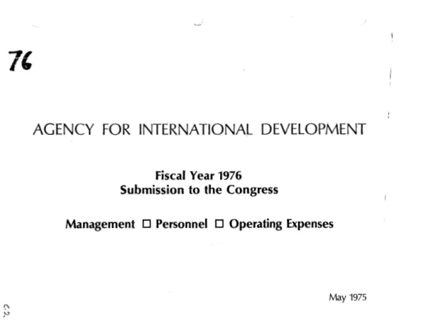 Fiscal year 1976 submission to the Congress : management, personnel, operating expenses