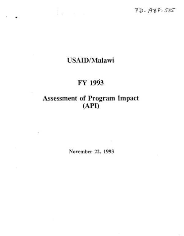 USAID/Malawi : FY 1993 assessment of program impact (API)