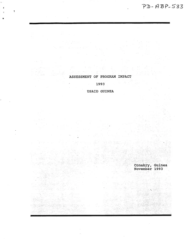 Assessment of program impact, 1993 : USAID Guinea