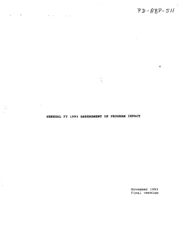 Senegal FY 1993 assessment of program impact