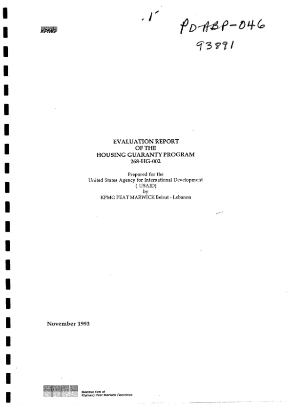 Evaluation report of the housing guaranty program : 268-HG-002