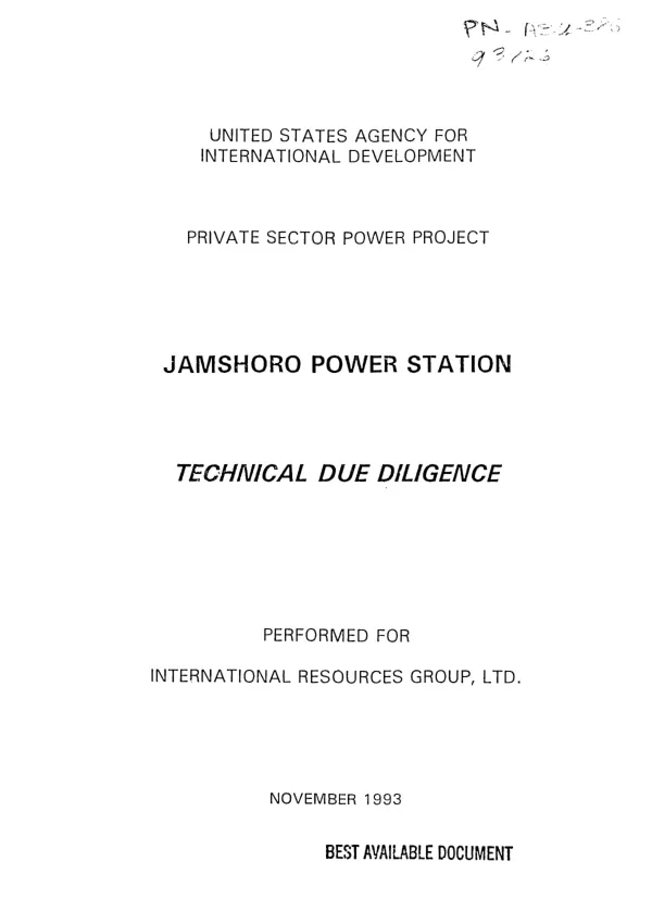 Jamshoro Power Station : technical due diligence