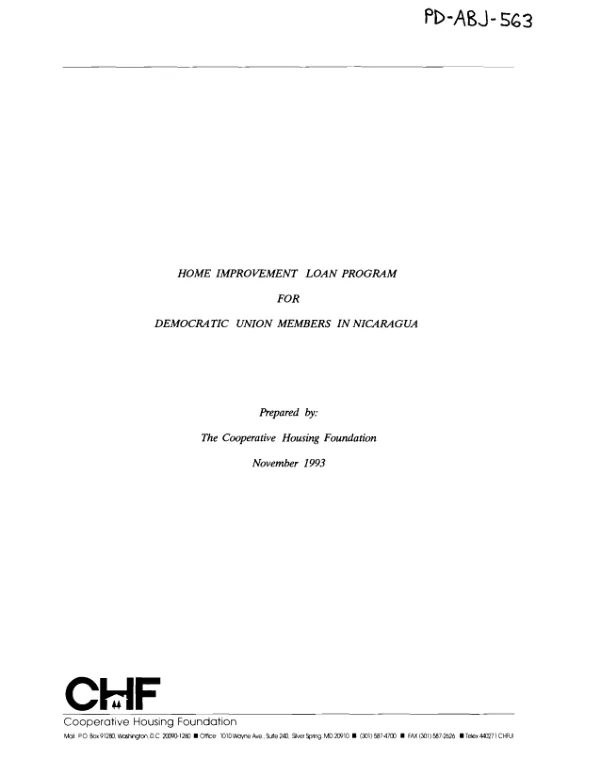 Home improvement loan program for democratic union members in Nicaragua