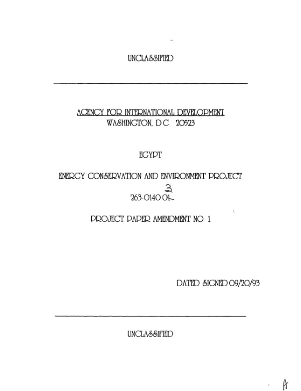 Energy conservation and environment project : amendment no. 1