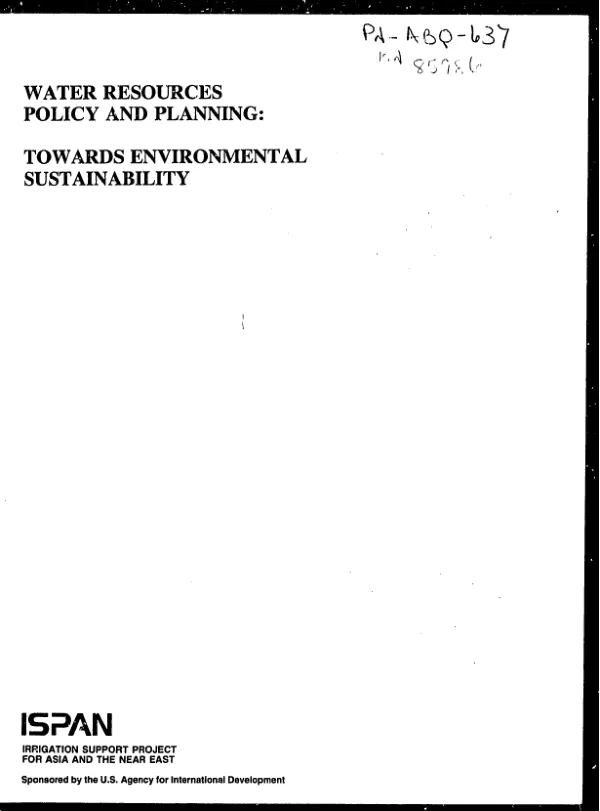 Water resources policy and planning : towards environmental sustainability