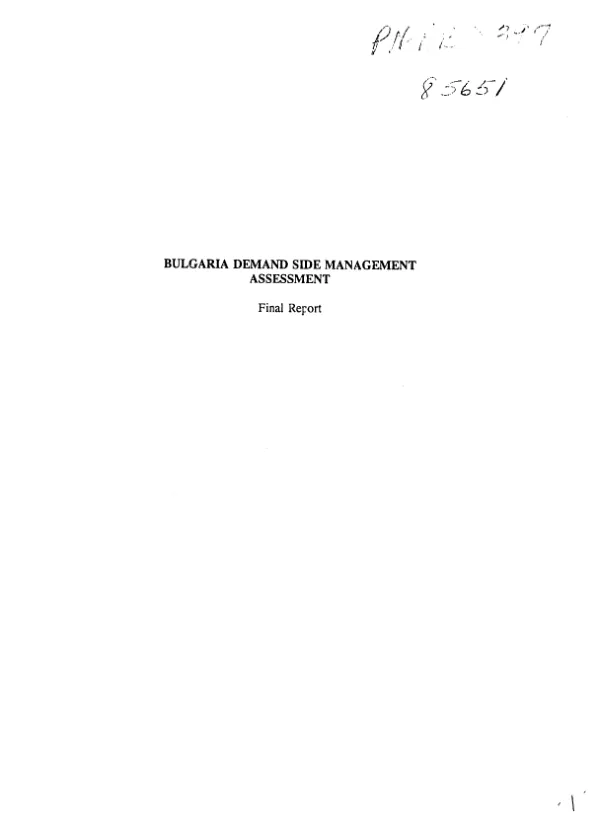 Bulgaria demand side management assessment : final report