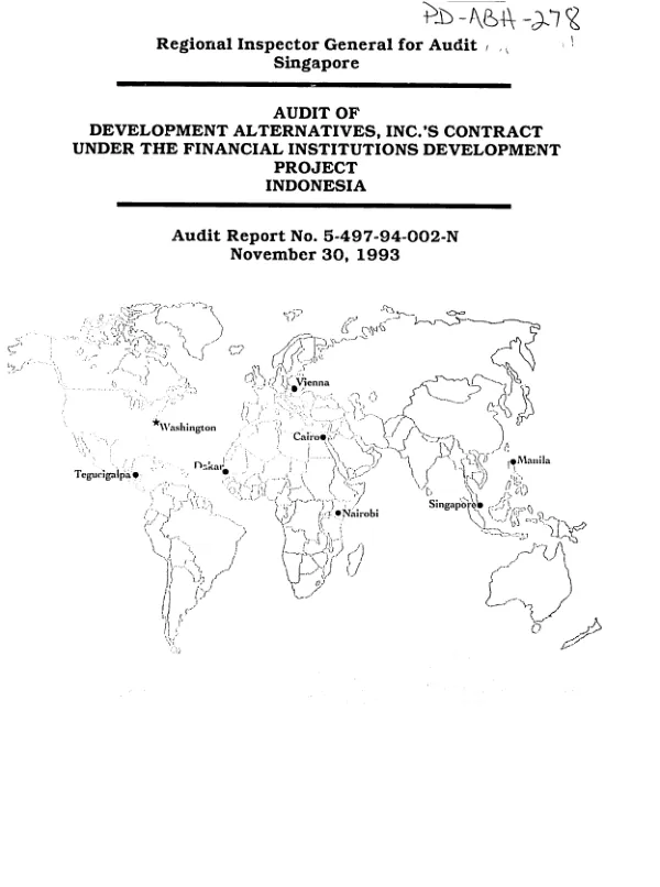 Audit of Development Alternatives, Inc."s contract under the financial institutions development project, Indonesia