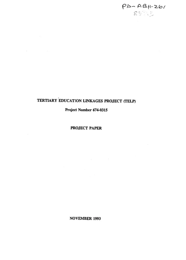 Tertiary education linkages (TELP) project