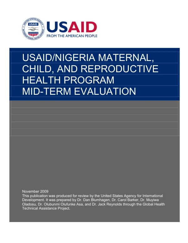 USAID/Nigeria maternal, child, and reproductive health program mid-term evaluation