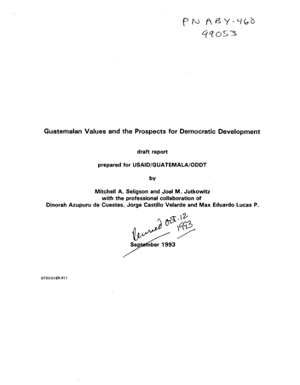 Guatemalan values and the prospects for democratic development