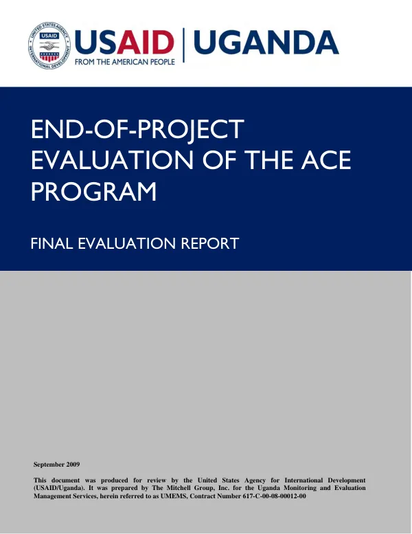 End-of-project evaluation of the ACE program : final evaluation report