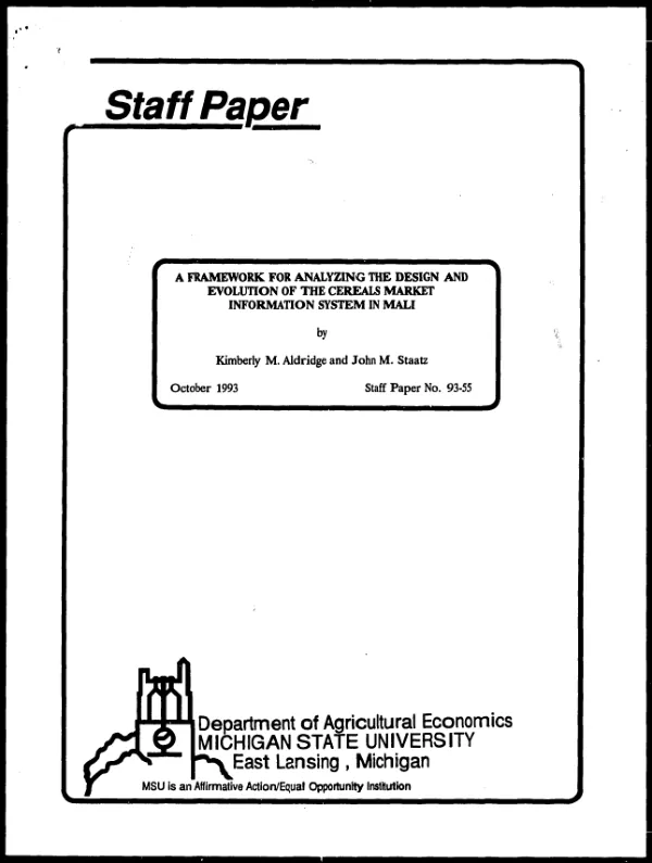 Framework for analyzing the design and evolution of the cereals market information system in Mali