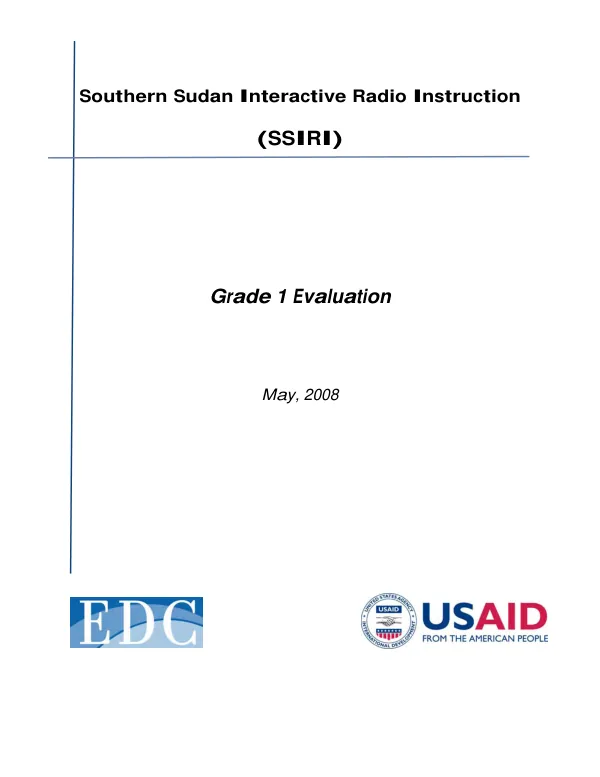 Southern Sudan interactive radio instruction (SSIRI) : grade 1 evaluation