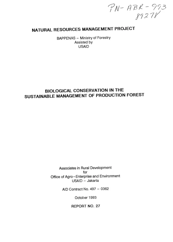 Biological conservation in the sustainable management of production forest
