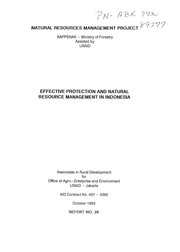 Effective protection and natural resource management in Indonesia