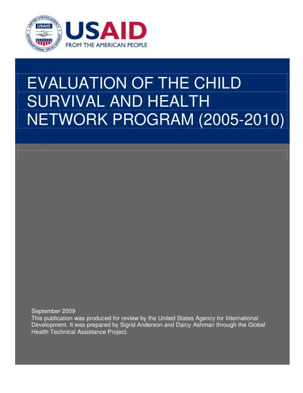 Evaluation of the child survival and health network program (2005-2010)
