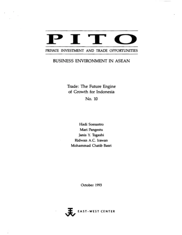 Trade : the future engine of growth for Indonesia
