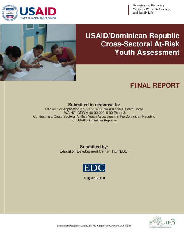 USAID/Dominican Republic cross-sectoral at-risk youth assessment : final report