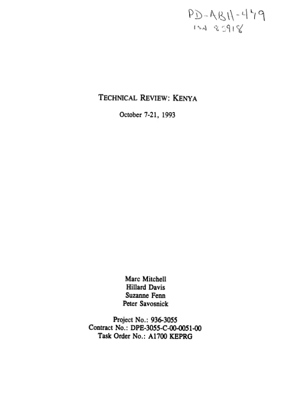 Technical review : Kenya -- October 7-21, 1993