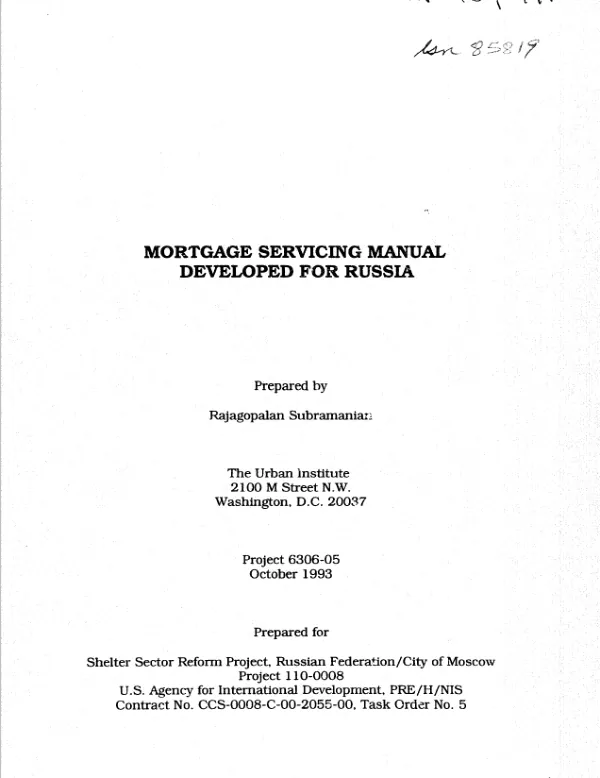 Mortgage servicing manual developed for Russia