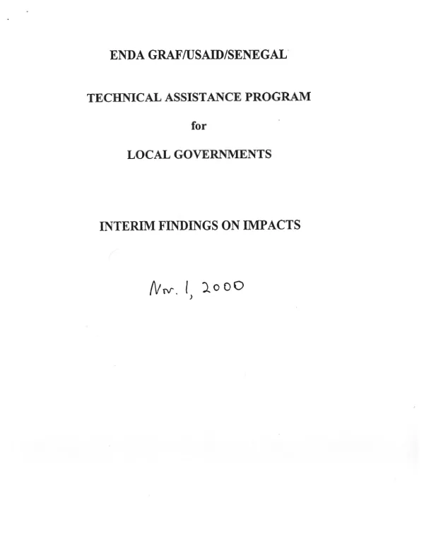 Enda Graf/USAID/Senegal technical assistance program for local governments : interim findings on impacts