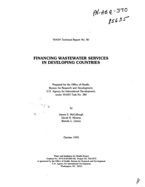 Financing wastewater services in developing countries