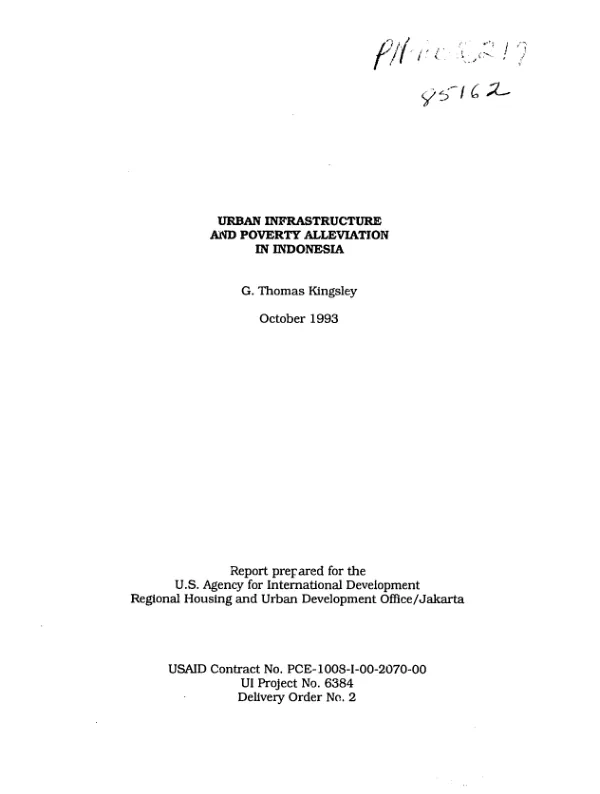 Urban infrastructure and poverty alleviation in Indonesia