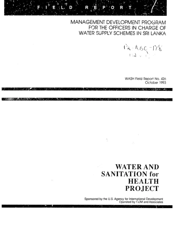 Management development program for the officers in charge of water supply schemes in Sri Lanka