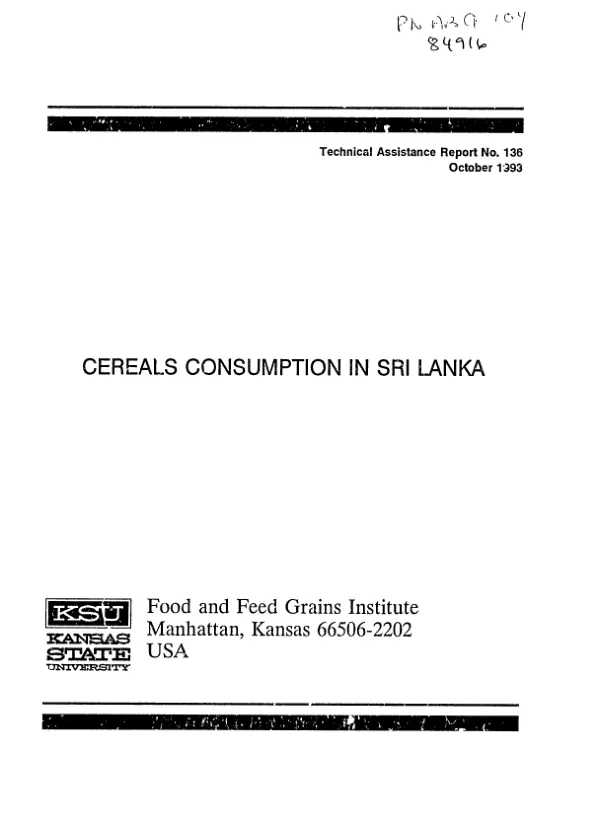 Cereals consumption in Sri Lanka