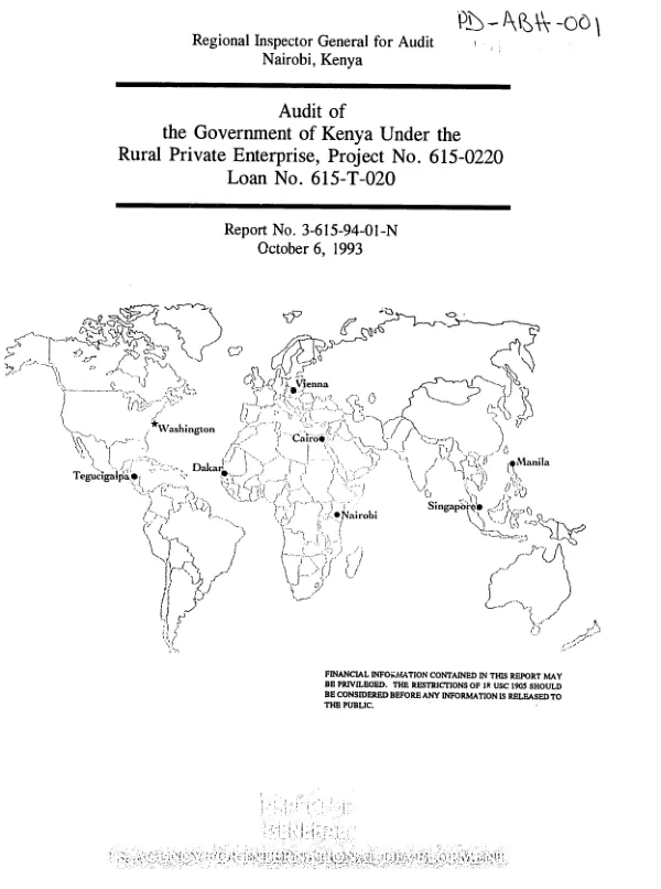 Audit of the Government of Kenya under the rural private enterprise, project no. 615-0220, loan no. 615-T-020