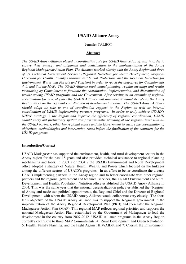 USAID alliance Anosy
