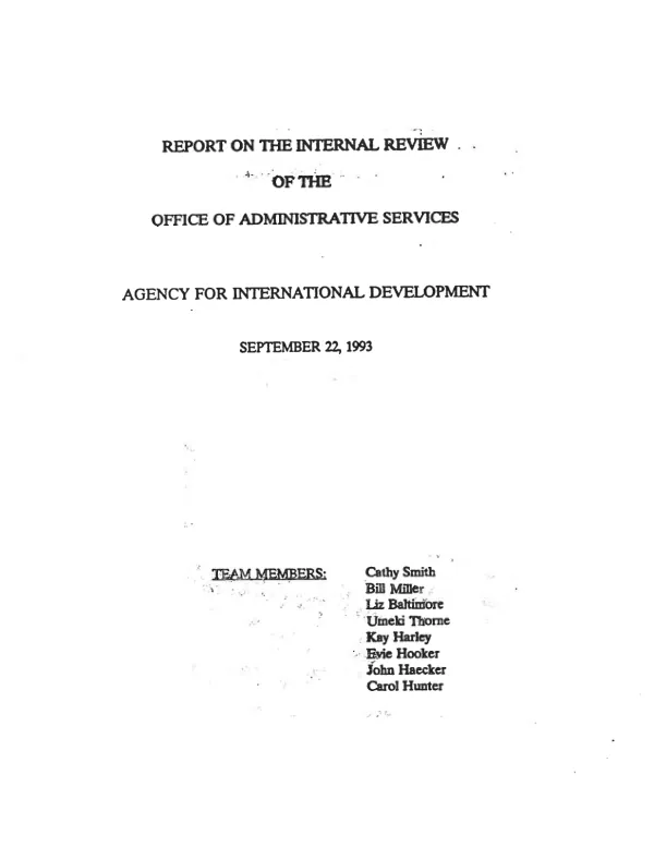 Report on the internal review of the Office of Administrative Services