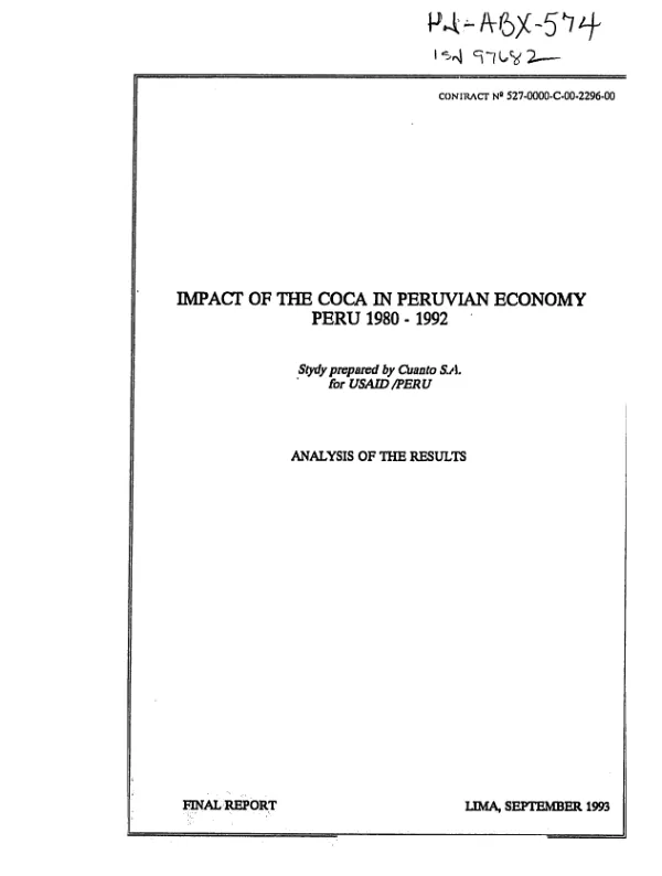 Impact of the coca in Peruvian economy -- Peru, 1980-1992 : analysis of the results