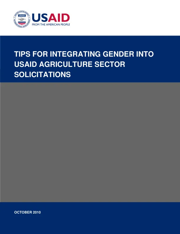 Tips for integrating gender into USAID agriculture sector solicitations