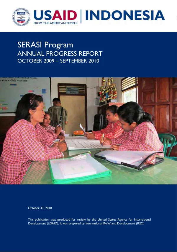 SERASI program fiscal year 2009 annual report, October 2009-September 2010