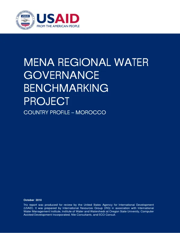 MENA regional water governance benchmarking project : country profile -- Moroccco