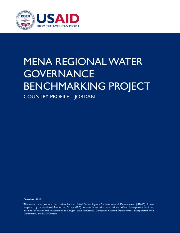 MENA regional water governance benchmarking project : country profile -- Jordan