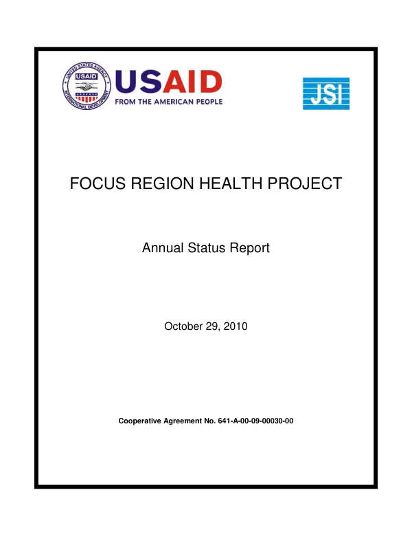 Focus region health project : annual status report