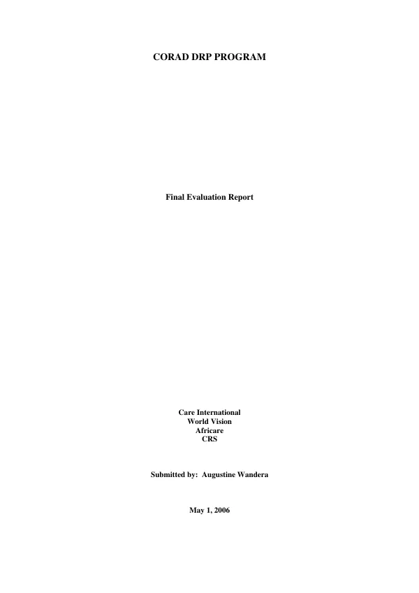Consortium for rehabilitation and development (CORAD) : development relief program (DRP) -- final evaluation report
