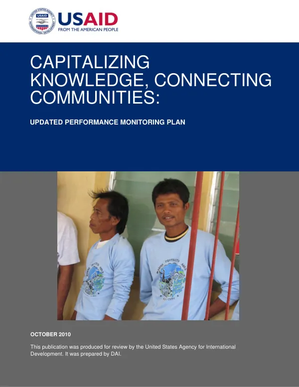 Capitalizing knowledge, connecting communities : updated performance monitoring plan