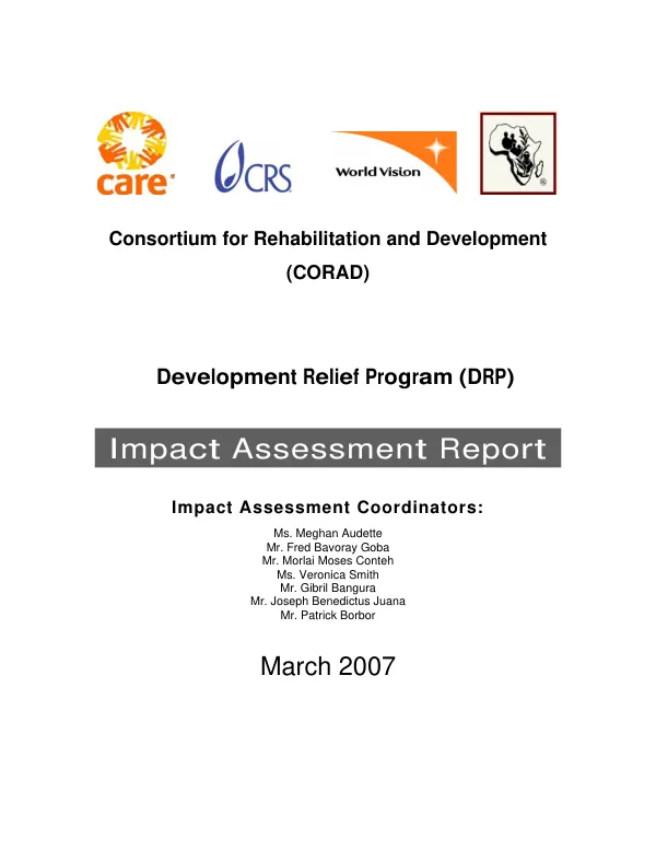 Consortium for rehabilitation and development (CORAD) : development relief program (DRP) -- impact assessment report