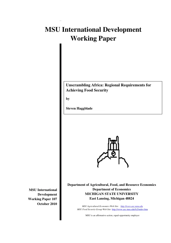 Unscrambling Africa : regional requirements for achieving food security