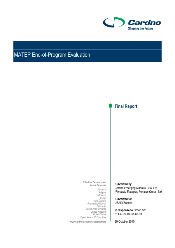 MATEP end-of-program evaluation