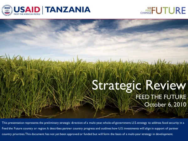 Tanzania Feed the Future strategic review