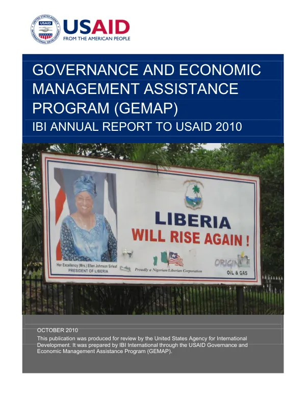 Governance and economic management assistance program (GEMAP) : IBI annual report to USAID 2010