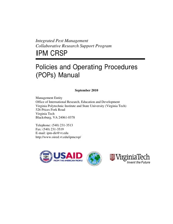 IPM CRSP policies and operating procedures (POPs) manual