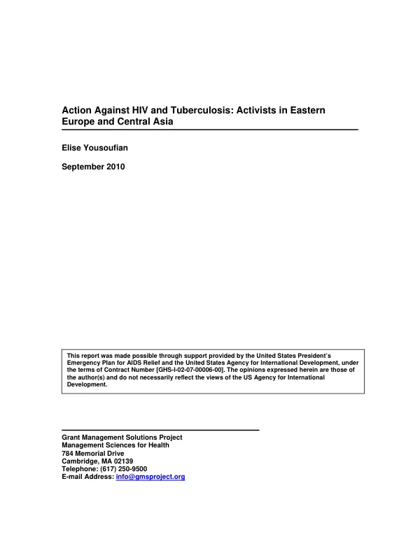 Action against HIV and tuberculosis : activists in Eastern Europe and Central Asia