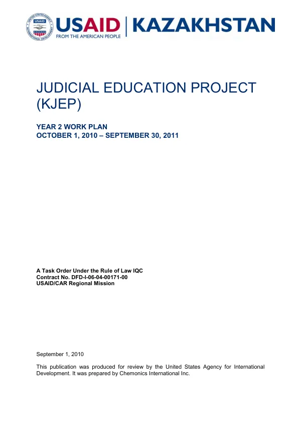 Judicial education project (KJEP) : year 2 work plan, October 1, 2010-September 30, 2011