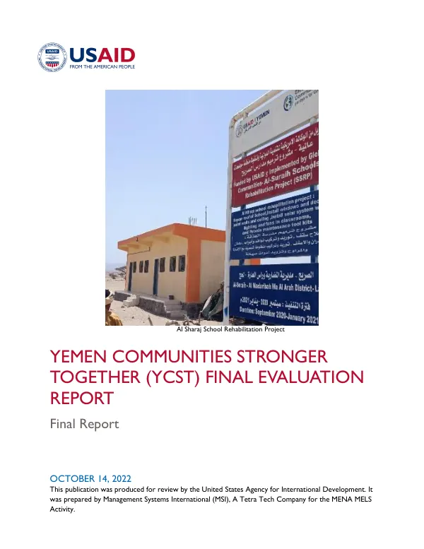 Yemen communities stronger together (YCST) : final evaluation report